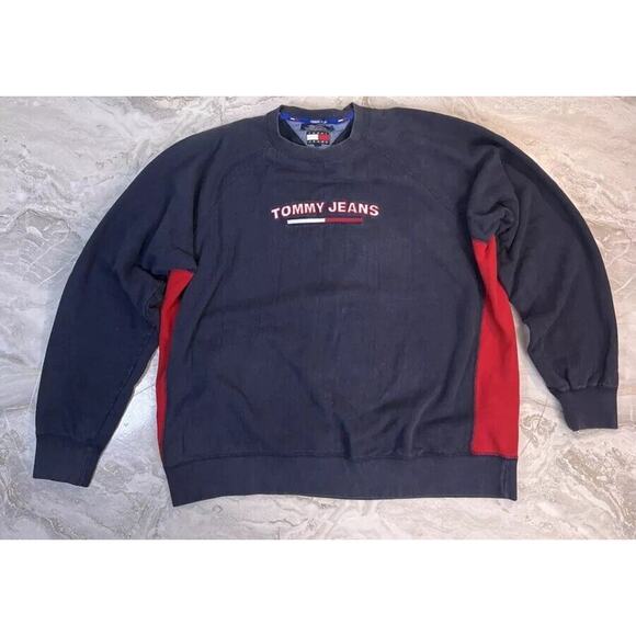 Vintage 90’s Tommy Jeans Blue Longsleeve‎ Cotton Sweater. Men's L - Picture 1 of 7
